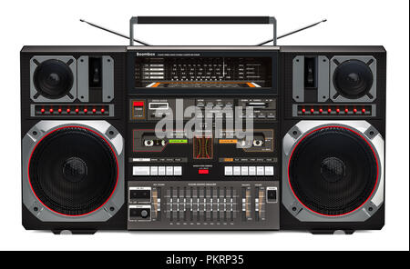 Boombox, 3D-Rendering auf weißem Hintergrund Stockfoto