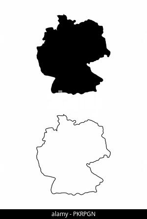 Vereinfachte Karten von Deutschland. Schwarze und weiße Umrisse. Stock Vektor