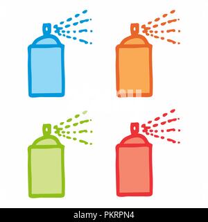 Handgezeichneten stil Abbildung: bunte Spraydosen Stock Vektor