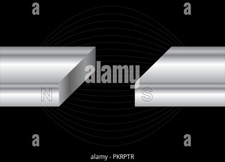 Abbildung von zwei Magnete mit Nord- und Südpol Anziehung auszuüben Stock Vektor