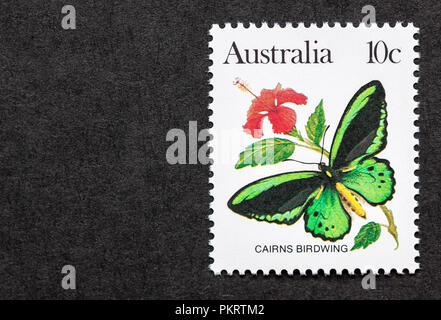 Mint Australien Stempel mit der Darstellung eines männlichen Cairns birdwing Butterfly (Ornithoptera euphorion) Stockfoto