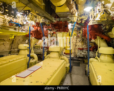 San Diego, Aug. 2: Innenansicht des berühmten B-39 U-Boot am Aug 2, 2014 in San Diego, Kalifornien Stockfoto