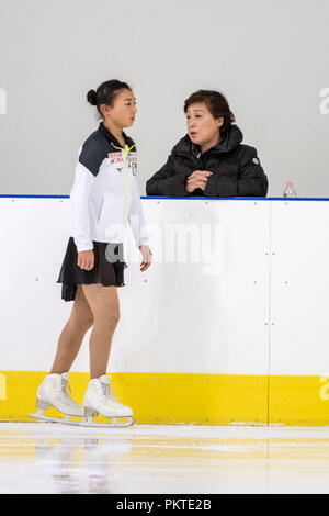 Kaori Sakamoto (JPN), 14. SEPTEMBER 2018 - Eiskunstlauf: Lombardia Trophy 2018, liebe Kolleginnen Praxis im Eislabor Arena in Bergamo Italien. (Foto von Enrico Calderoni/LBA SPORT) Stockfoto