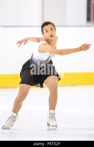 Kaori Sakamoto (JPN), 14. SEPTEMBER 2018 - Eiskunstlauf: Lombardia Trophy 2018, liebe Kolleginnen Praxis im Eislabor Arena in Bergamo Italien. (Foto von Enrico Calderoni/LBA SPORT) Stockfoto