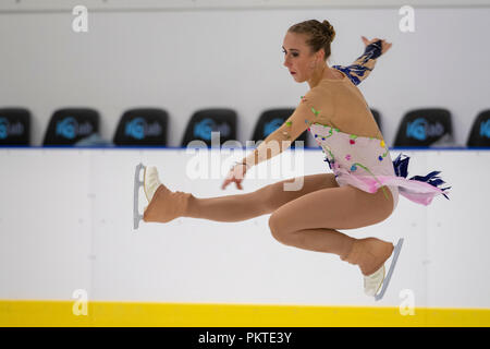 Nathalie Weinzierl (GER), 14. SEPTEMBER 2018 - Eiskunstlauf: Lombardia Trophy 2018, Damen frei, im Ice Lab Arena in Bergamo, Italien (Foto von Enrico Calderoni/LBA SPORT) Stockfoto