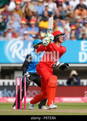 Edgbaston, Birmingham, Großbritannien. 15 Sep, 2018. Kricket Vitalität T20 Blast Finale Tag, Worcestershire Rapids versus Lancashire Blitz; Keaton Jennings von Lancashire Credit: Aktion plus Sport/Alamy leben Nachrichten Stockfoto