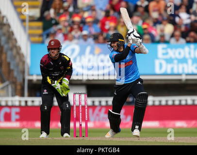 Edgbaston, Birmingham, Großbritannien. 15 Sep, 2018. Kricket Vitalität T20 Blast Finale Tag, Sussex Haie gegen Somerset; David Wiese von Sussex Haie Credit: Aktion plus Sport/Alamy leben Nachrichten Stockfoto