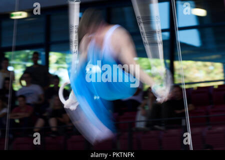 Stuttgart, Deutschland. 15 Sep, 2018. Funktion, Schmuck: Ringe. GES/Gymnastik/1 WM-Qualifikation, 15.09.2018 - | Verwendung der weltweiten Kredit: dpa/Alamy leben Nachrichten Stockfoto