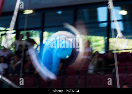 Stuttgart, Deutschland. 15 Sep, 2018. Funktion, Schmuck: Ringe. GES/Gymnastik/1 WM-Qualifikation, 15.09.2018 - | Verwendung der weltweiten Kredit: dpa/Alamy leben Nachrichten Stockfoto