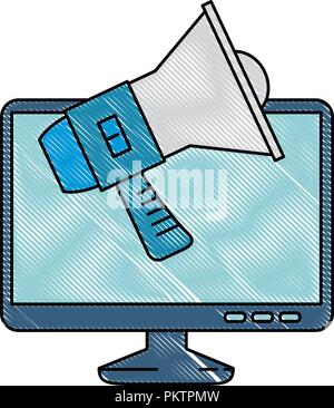 Computer Display mit Megaphon Ton Stock Vektor