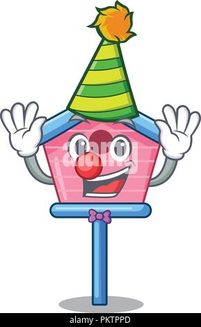 Clown Vogel Haus auf einem Baum Cartoon Stock Vektor