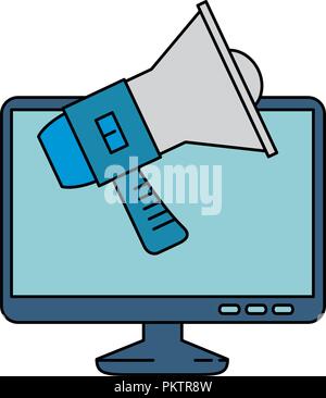 Computer Display mit Megaphon Ton Stock Vektor