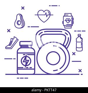 Gesunde und Fitness Lifestyle set Symbole Stock Vektor