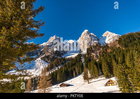 Winter Berglandschaft am Gosausee, Österreich Stockfoto