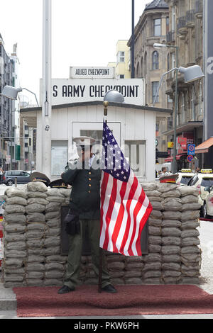 Allied Checkpoint in Berlin Checkpoint Charlie Stockfoto