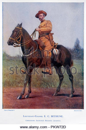 Generalleutnant Sir Edward Cecil Bethune, KCB, CVO, 1855 bis 1930, war ein britischer Offizier in der Armee, und führte seine eigene Regiment, Bethune's Montiert Infanterie, im Zweiten Burenkrieg und leitete die Territorials im Ersten Weltkrieg. Farbe Abbildung von 1900 Stockfoto