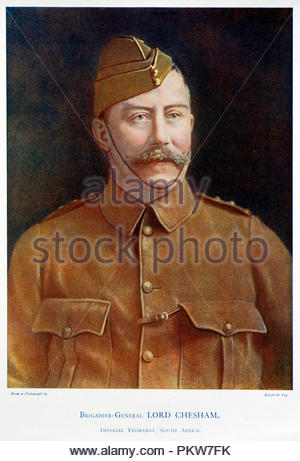 Brigadier General Charles Compton William Cavendish, 3. Baron Chesham KCB PC DL, 1850-1907, der Herr Abgeordnete Charles Cavendish zwischen 1863 und 1882 gestaltete, war ein britischer Soldat, höfling und konservative Politiker. Farbe Abbildung von 1900 Stockfoto