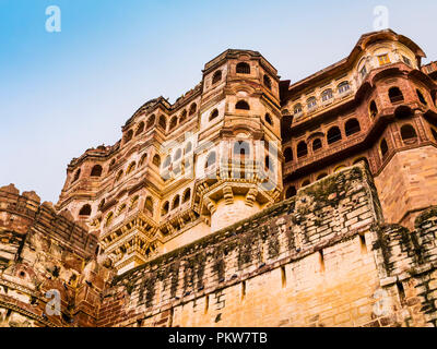 Majestic maharadscha Palast in Mehrangarh Fort, Jodhpur-stiefeletten aus, Rajasthan, Indien Stockfoto