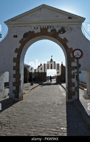 La Caleta Strand in Cadiz. Spanien Stockfoto