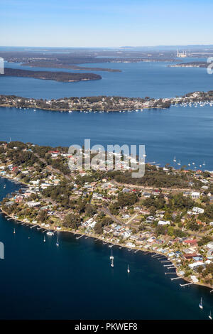 Luftaufnahme von Fischen und Wangi Punkt befindet sich am westlichen Ufer des Lake Macquarie Australiens größtem Salzwassersee. See Seite s Residences Stockfoto