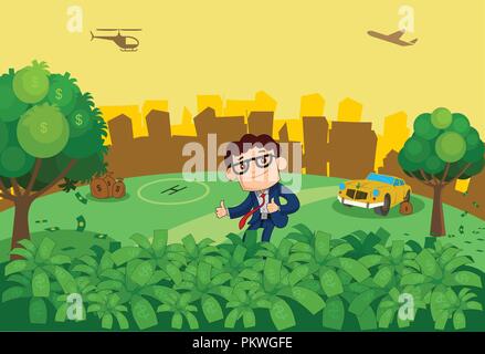Ein erfolgreicher Geschäftsmann in Geld Baum pflanzen Stock Vektor