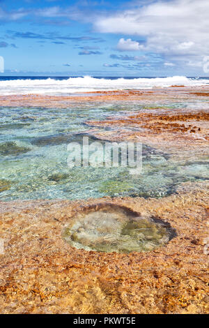 In Polynesien den Felsen der Küste wie Paradies Konzept und Entspannen Stockfoto