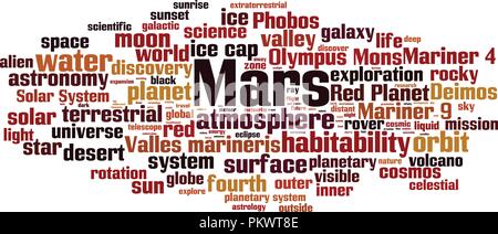 Mars Wort cloud Konzept. Vector Illustration Stock Vektor