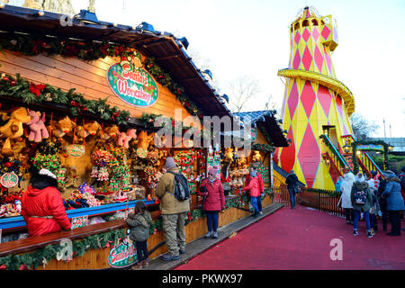 Schottische Weihnachtsmarkt im Osten die Princes Street Gardens, Edinburgh, Schottland Stockfoto