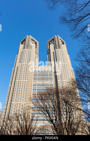 Tokyo Metropolitan Government Building (Kenzo Tange, 1990), Shinjuku, Tokyo, Japan Stockfoto