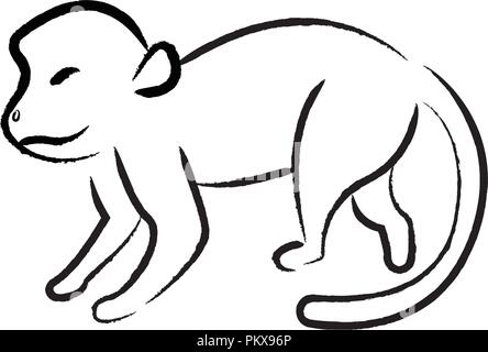 Umrisse zeichnen Monkey Stock Vektor
