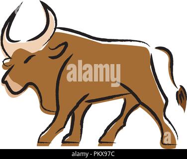 Umrisse zeichnen Stier Stock Vektor