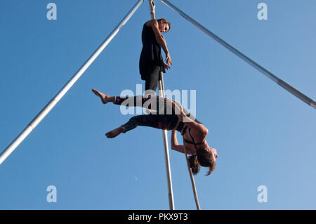 Zirkus Künstler in der 1. Welt Festival des Zirkus, in Porto, Portugal Stockfoto