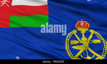 Oman Naval Ensign Flagge, Detailansicht, 3D-Rendering Stockfoto