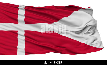 Dänemark Naval Ensign Flagge, isoliert auf weißem Hintergrund, 3D-Rendering Stockfoto