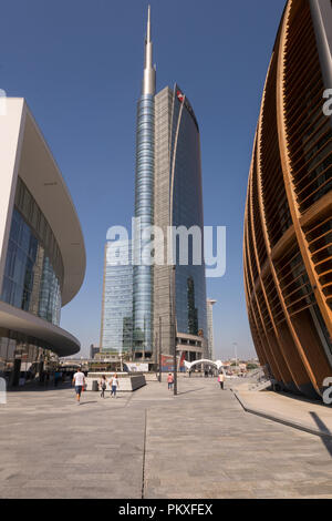 Die Unicredit Turm Wolkenkratzer in Mailand (2012), das höchste Gebäude in Italien, entworfen von Cesar Pelli (Pelli Clarke Pelli Architects) in Porta Nuova Stockfoto