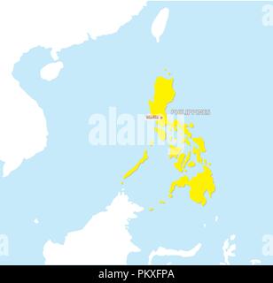 Die Philippinen Vektorkarte mit Hauptstadt Manila. Stock Vektor
