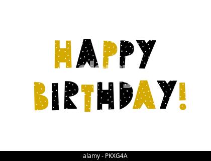 Typografische Gestaltung Grußkartenvorlage in Schwarz und Gelb auf weißem Hintergrund. Im skandinavischen Stil Postkarte, Wand, Kids Room Party Einrichtung. Stock Vektor