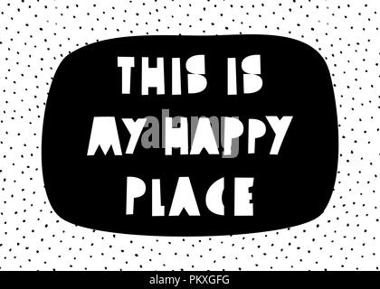 Typografische Gestaltung Plakat Vorlage in Schwarz und Weiß auf dots Muster Hintergrund. Im skandinavischen Stil nursery Wall Art, Format A4, bedruckbar Kinderzimmer de Stock Vektor