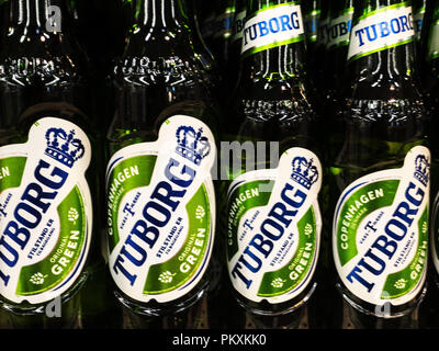 Kiew, Ukraine. 13 Sep, 2018. Tuborg Bier (Dänemark) im Laden gesehen. Quelle: Igor Golovniov/SOPA Images/ZUMA Draht/Alamy leben Nachrichten Stockfoto