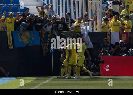 Madrid, Spanien. 16.September 2018. Villarreal C.F. Ziel, während des Spiels zwischen A.D. Leganes v Villarreal vgl. für den Spieltag der 4. seasson von La Liga, im Estadio Municipal de Butarque am 16. September 2018 in Madrid, Spanien gespielt. Credit: CORDON Cordon Drücken Sie die Taste/Alamy leben Nachrichten Stockfoto