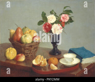 Immer noch leben. Stand: 1866. Abmessungen: insgesamt: 62 x 74,8 cm (24 5/6 x 29 5/6 in.) gerahmt: 84,1 x 98,4 cm (33 1/8 x 38 3/4 in.). Medium: Öl auf Leinwand. Museum: Nationalgalerie, Washington DC. Autor: HENRI FANTIN-LATOUR. - FANTIN LATOUR, HENRI. Stockfoto