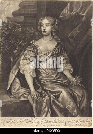Das Recht ehrenwerte Lady Elizabeth Butler, Gräfin von Chesterfield. Vom: C. 1680. Abmessungen: insgesamt: 34 x 24,9 cm (13 3/8 x 9 13/16 in.). Medium: mezzotint auf Bütten. Museum: Nationalgalerie, Washington DC. Autor: Alexander Browne nach Sir Peter Lely. Stockfoto