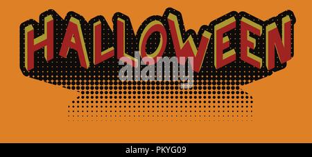 Halloween im Retro-Stil mit isometrischen Projektion von Buchstaben. Banner. Titel der Aufforderung. Stock Vektor