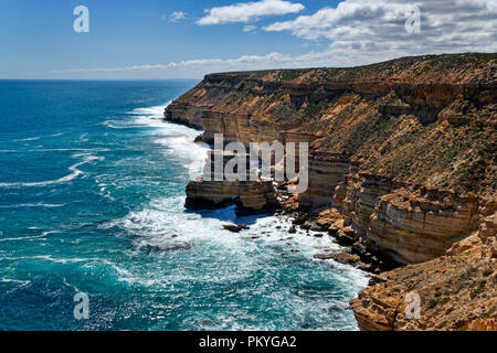 Klippen am Indischen Ozean, Kalbarri Nationalpark, Western Australia. Stockfoto