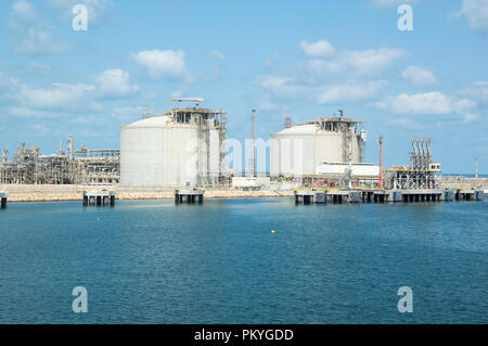 Die segas LNG (Liquified Natural Gas) Anlage in Damietta, Ägypten, durch das spanische Unternehmen Union Fenosa und ENI in Italien gehört. Stockfoto