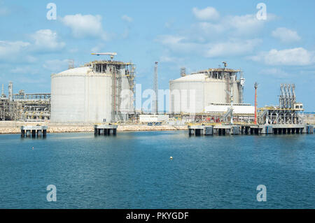 Die segas LNG (Liquified Natural Gas) Anlage in Damietta, Ägypten, durch das spanische Unternehmen Union Fenosa und ENI in Italien gehört. Stockfoto