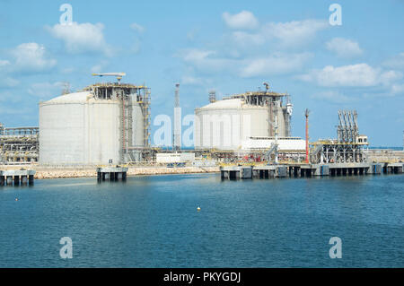 Die segas LNG (Liquified Natural Gas) Anlage in Damietta, Ägypten, durch das spanische Unternehmen Union Fenosa und ENI in Italien gehört. Stockfoto