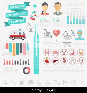 Medizin und Gesundheitswesen Infografik, Elemente für die Erstellung von Infografiken. Vector Illustration Stock Vektor