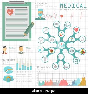 Medizin und Gesundheitswesen Infografik, Elemente für die Erstellung von Infografiken. Vector Illustration Stock Vektor
