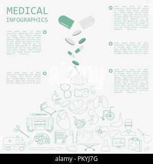 Medizin und Gesundheitswesen Infografik, Elemente für die Erstellung von Infografiken. Vector Illustration Stock Vektor